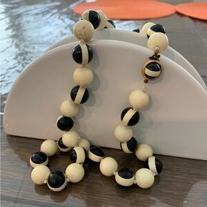 Vintage Black and White Beaded Necklace